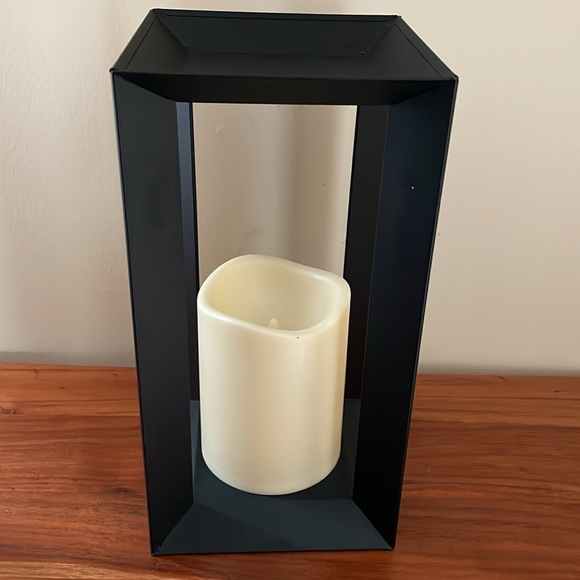 Black metal lantern cream candle lamp warm - Picture 3 of 11